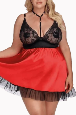 Anais Apparel Plus Size Negligee & Babydoll * Babydoll rot schwarz Plus Size