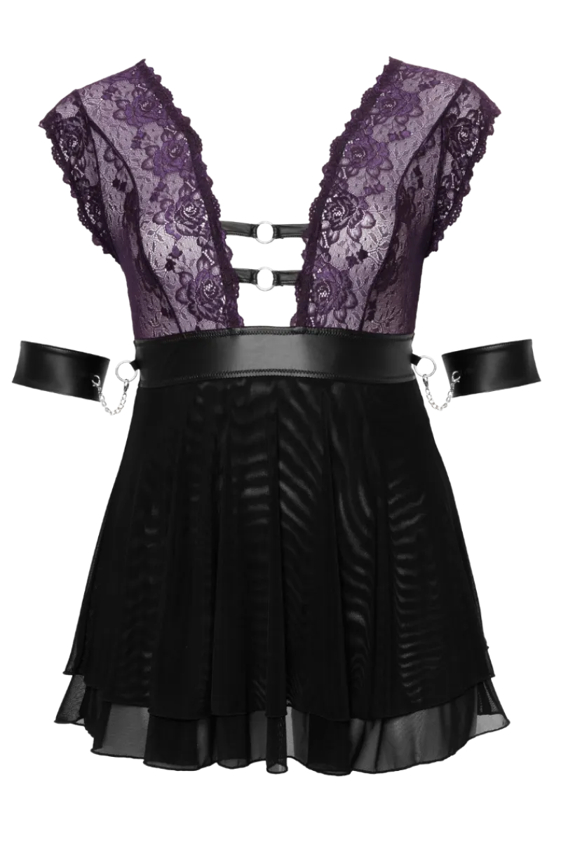 Cottelli Collection Plus Size Negligee & Babydoll * Bondage Babydoll Plus Size lila schwarz