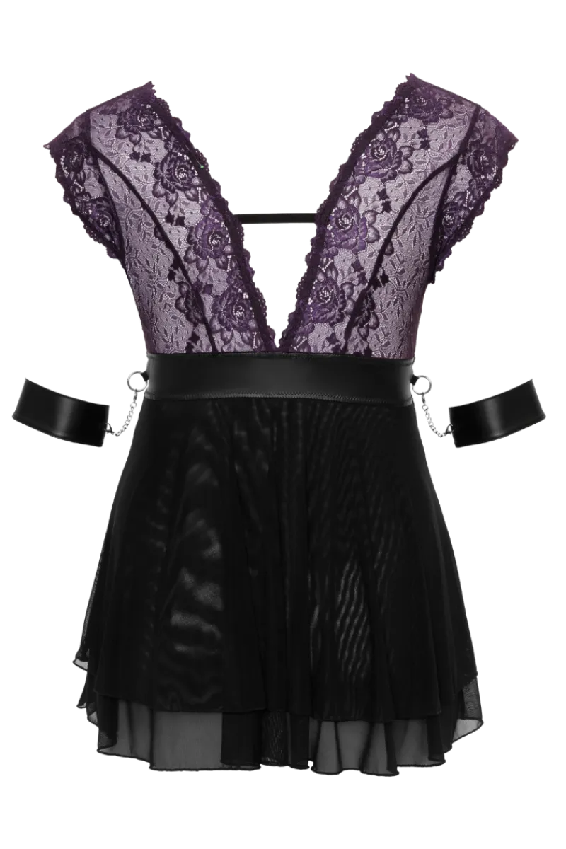 Cottelli Collection Plus Size Negligee & Babydoll * Bondage Babydoll Plus Size lila schwarz