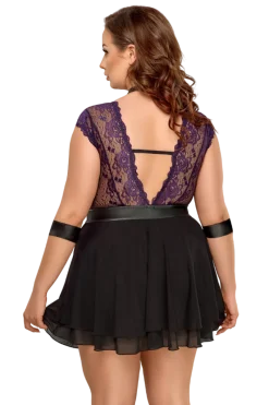 Cottelli Collection Plus Size Negligee & Babydoll * Bondage Babydoll Plus Size lila schwarz