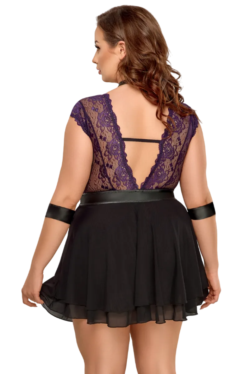 Cottelli Collection Plus Size Negligee & Babydoll * Bondage Babydoll Plus Size lila schwarz