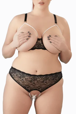 Cottelli Collection Plus Size Reizwäsche Sets * Dessous Set mit Perlenketten Plus Size