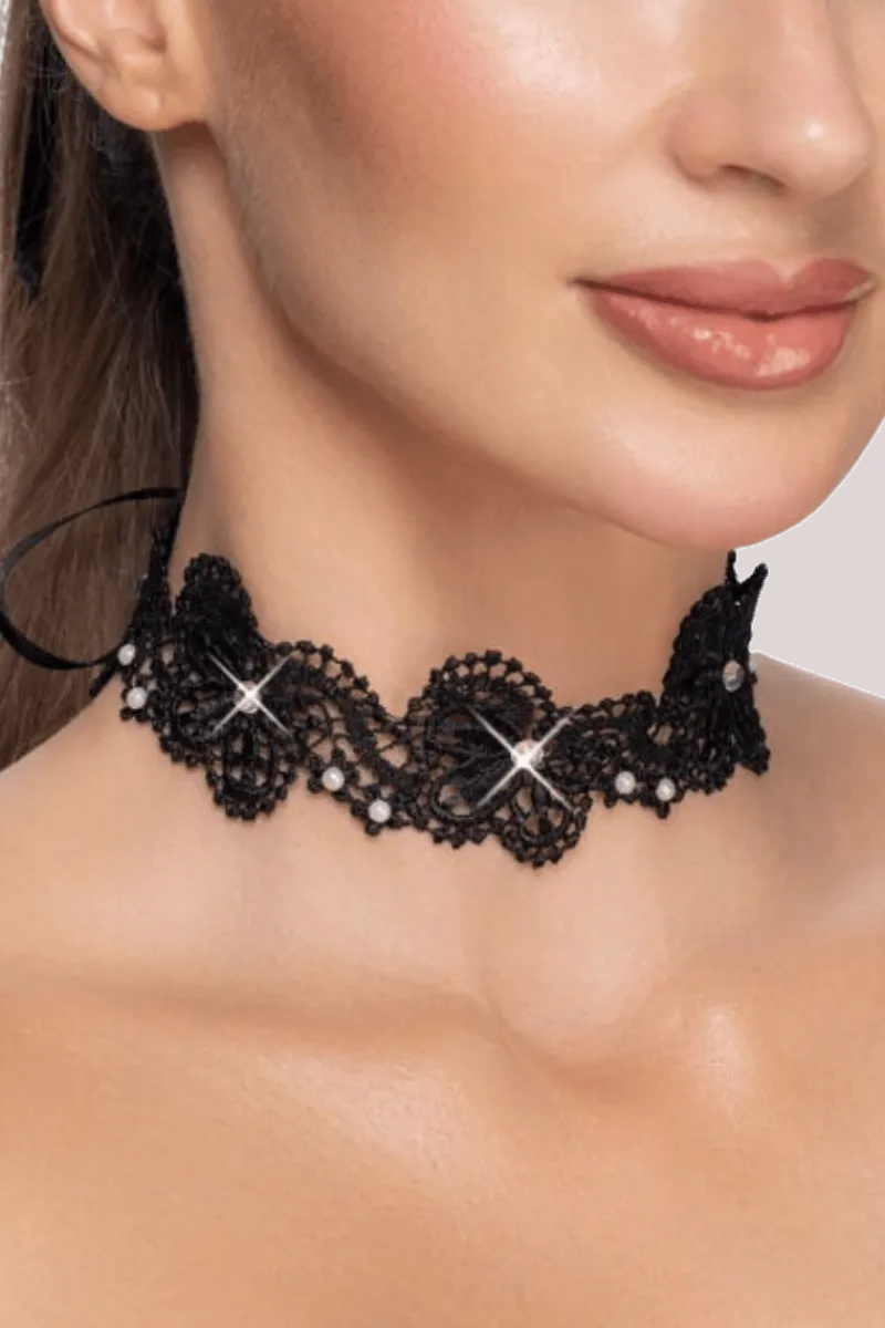 Cottelli Collection Körperschmuck * Halsband mit Perlen und Glitzersteinen