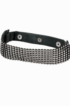 Bad Kitty Körperschmuck * Halsband mit Strasssteinen - Spaltleder