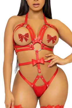 Leg Avenue Bodys|Harness * Harne-Body it Nieten in rot