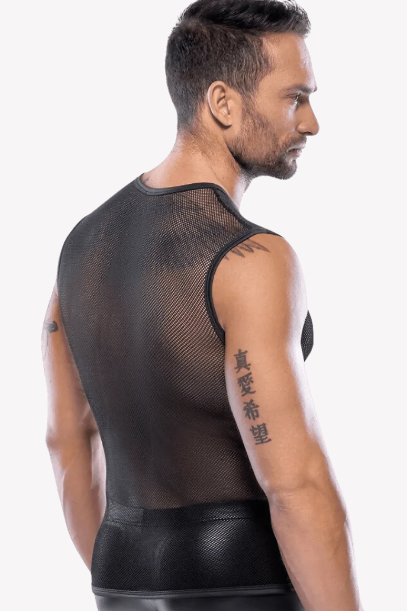 SVEN JOY MENT Männer Outfits * Herren Tanktop aus grobem Netzstoff