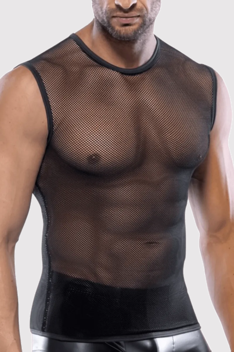 SVEN JOY MENT Männer Outfits * Herren Tanktop aus grobem Netzstoff