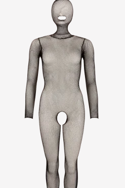 Fantasy by Cottelli Bodystockings & Netz * Langarm-Catsuit ouvert mit Maske