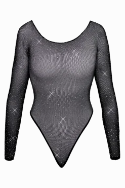 Fantasy by Cottelli Bodys|Bodystockings & Netz * Langarm-Netzbody Glitzer