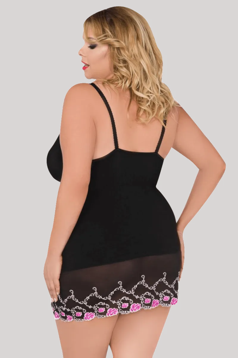 Andalea Negligee & Babydoll * Negligee mit Blumenspitze Plus Size