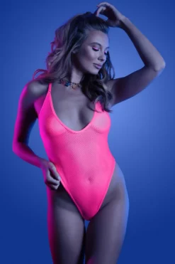 Glow Fantasy Lingerie Neon Dessous|Bodys * Netzbody neonpink