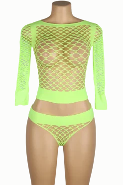 Liebeslust Reizwäsche Sets|Neon Dessous * Netz-Set neongrün