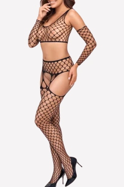 Fantasy by Cottelli Bodystockings & Netz * Netz-Set 3tlg. schwarz