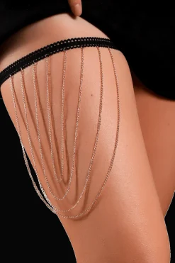 Liebeslust Körperschmuck|Harness * Oberschenkelschmuck - 4 Ketten - gold
