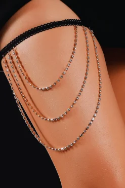 Liebeslust Körperschmuck|Harness * Oberschenkelschmuck - Strass - silber