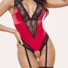 Cottelli Collection Bodys * Ouvert-Body rot schwarz mit Spitze