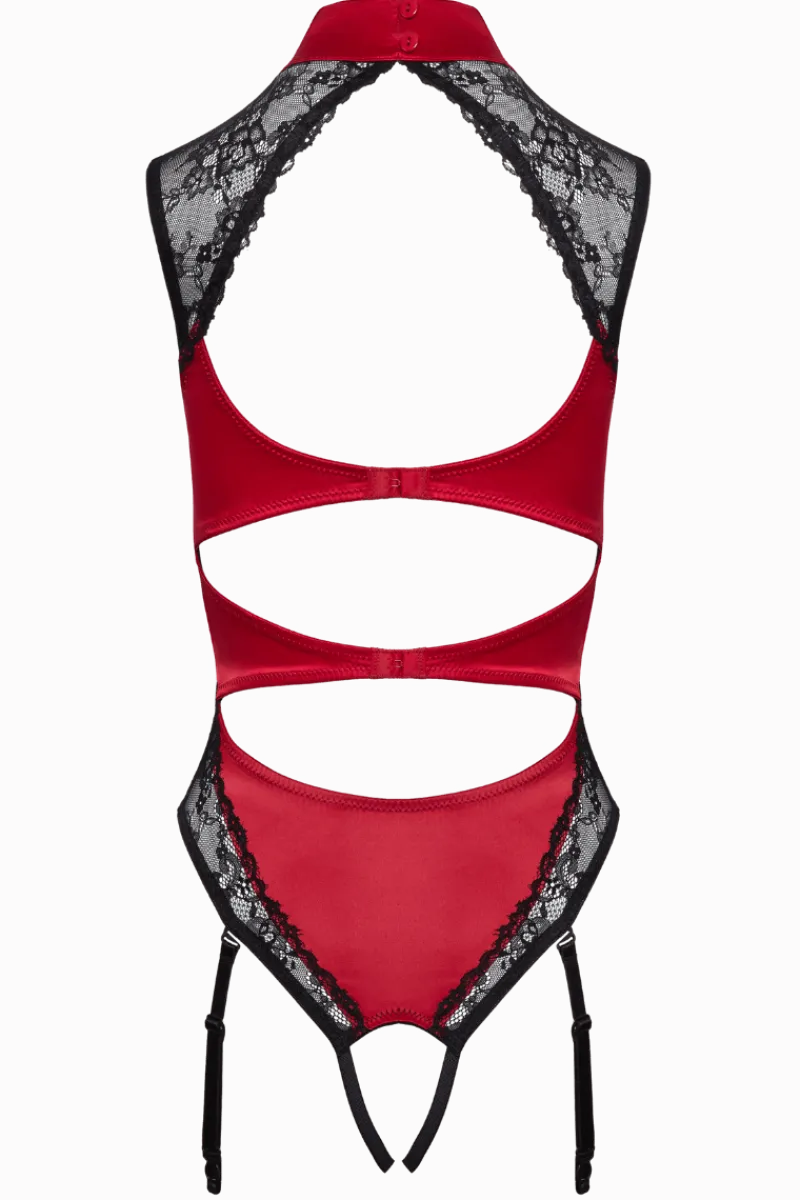 Cottelli Collection Bodys * Ouvert-Body rot schwarz mit Spitze