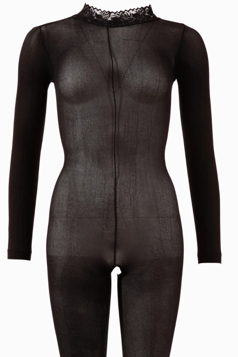 Fantasy by Cottelli Bodystockings & Netz * Ouvert Catsuit langarm black