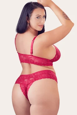 Cottelli Collection Plus Size Reizwäsche Sets * Ouvert Dessous Set rot Plus Size