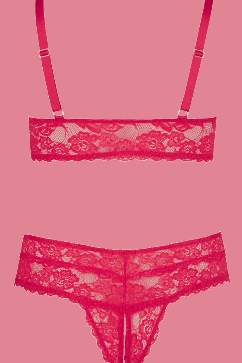 Cottelli Collection Plus Size Reizwäsche Sets * Ouvert Dessous Set rot Plus Size