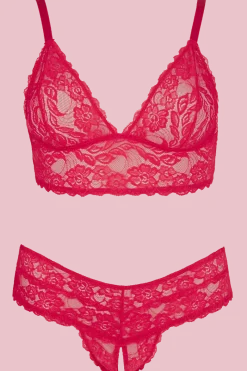 Cottelli Collection Plus Size Reizwäsche Sets * Ouvert Dessous Set rot Plus Size