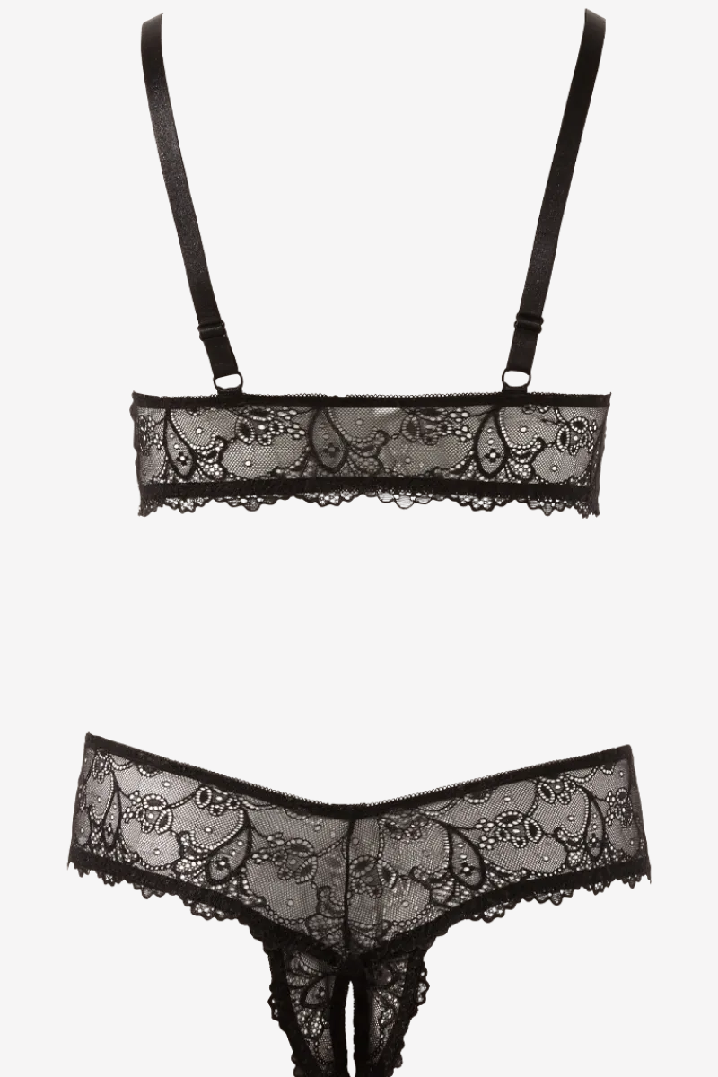 Cottelli Collection Plus Size Reizwäsche Sets * Ouvert Dessous Set schwarz Plus Size