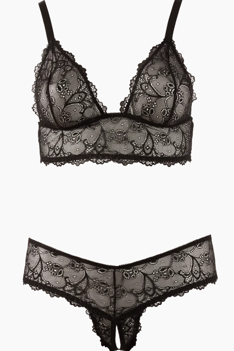 Cottelli Collection Plus Size Reizwäsche Sets * Ouvert Dessous Set schwarz Plus Size