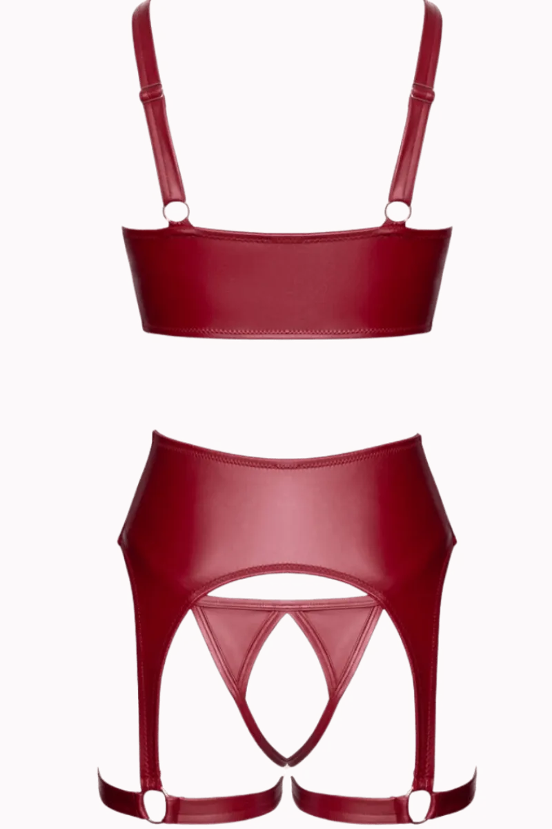 Cottelli Collection Reizwäsche Sets|Kinky * Ouvert Mattlook-Set in Bordeauxrot