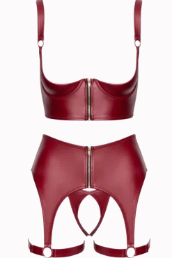 Cottelli Collection Reizwäsche Sets|Kinky * Ouvert Mattlook-Set in Bordeauxrot