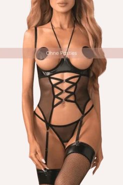 Obsessive Reizwäsche Sets|Strapscorsagen * ouvert Netzstrapshemd - Set