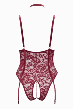 Cottelli Collection Plus Size Bodys * Ouvert Spitzen-Strapsbody in rot Plus Size