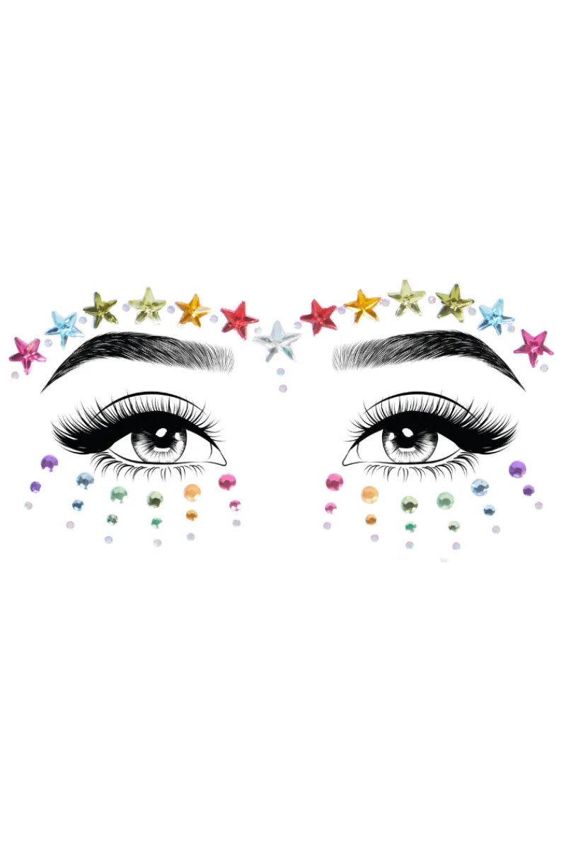 Leg Avenue Körperschmuck * Schmucksticker Gesicht Sterne bunt