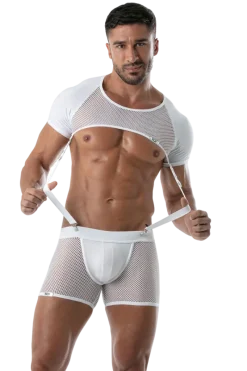 TOF PARIS Männer Outfits|Harness * chuter Harne hirt it Netz weiß