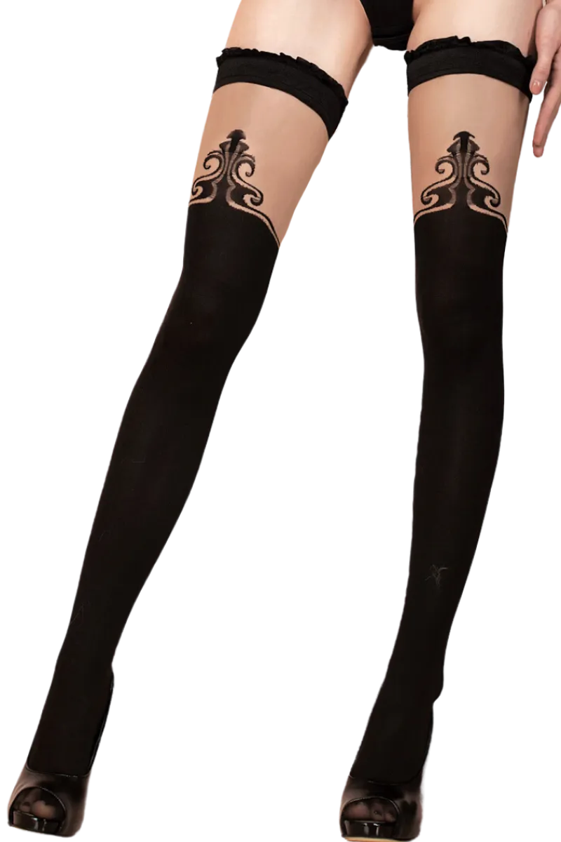 Ballerina Strümpfe & Co. * schwarz beige Stockings mit Muster