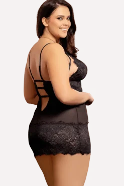 Liebeslust Negligee & Babydoll * schwarzes Babydoll-Set Plus Size