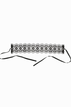 Cottelli Collection Körperschmuck * Spitzenhalsband mit Perlen und Strasssteinen