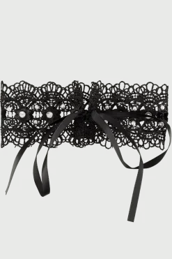 Cottelli Collection Körperschmuck * Spitzenhalsband mit Perlen und Strasssteinen