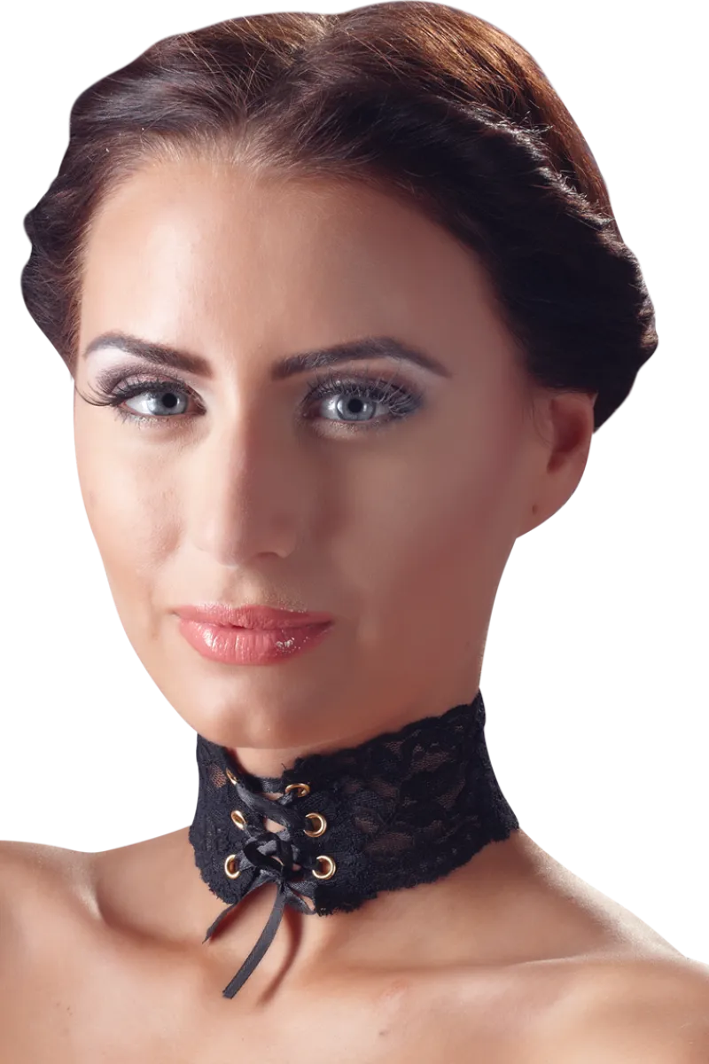 Cottelli Collection Körperschmuck * Spitzenhalsband mit Schnürung