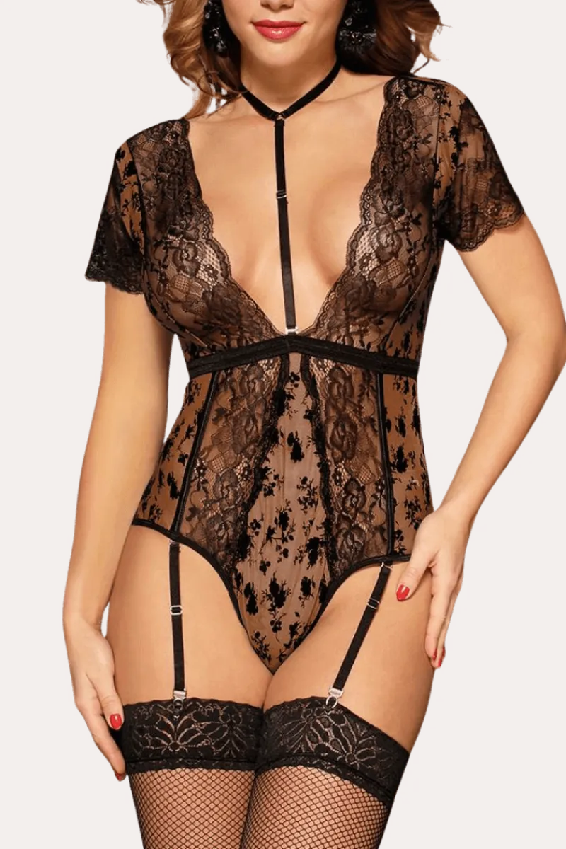 Liebeslust Bodys * Spitzen-Strapsbody black