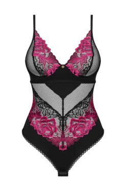 Obsessive Bodys * Spitzenstringbody schwarz pink