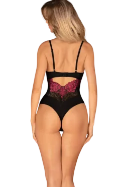 Obsessive Bodys * Spitzenstringbody schwarz pink