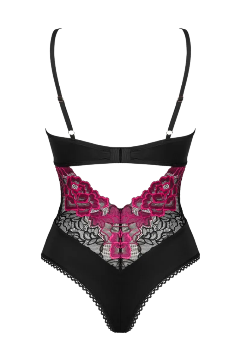 Obsessive Bodys * Spitzenstringbody schwarz pink