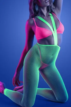 Glow Fantasy Lingerie Reizwäsche Sets|Neon Dessous * 3tlg. Bralette-Set neon