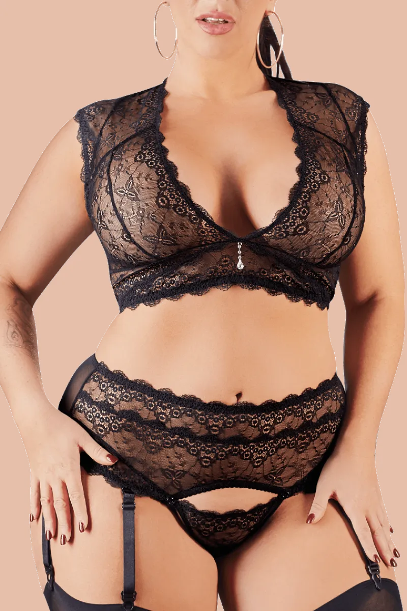 Cottelli Collection Plus Size Reizwäsche Sets * 3.tlg. Bralette Set Plus Size