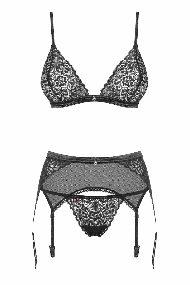 Obsessive Reizwäsche Sets * 3tlg. Dessous Set aus Mesh Spitze