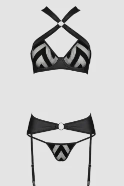 Passion- Exklusiv Reizwäsche Sets * 3tlg. Dessous Set mit Muster