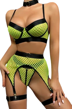 Liebeslust Reizwäsche Sets|Neon Dessous * 5tg. Deou et it Netz chwarz neon