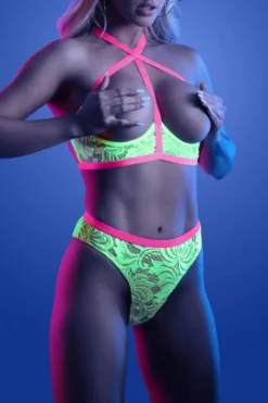 Glow Fantasy Lingerie Reizwäsche Sets|Neon Dessous * 2tlg. Dessous Set neon