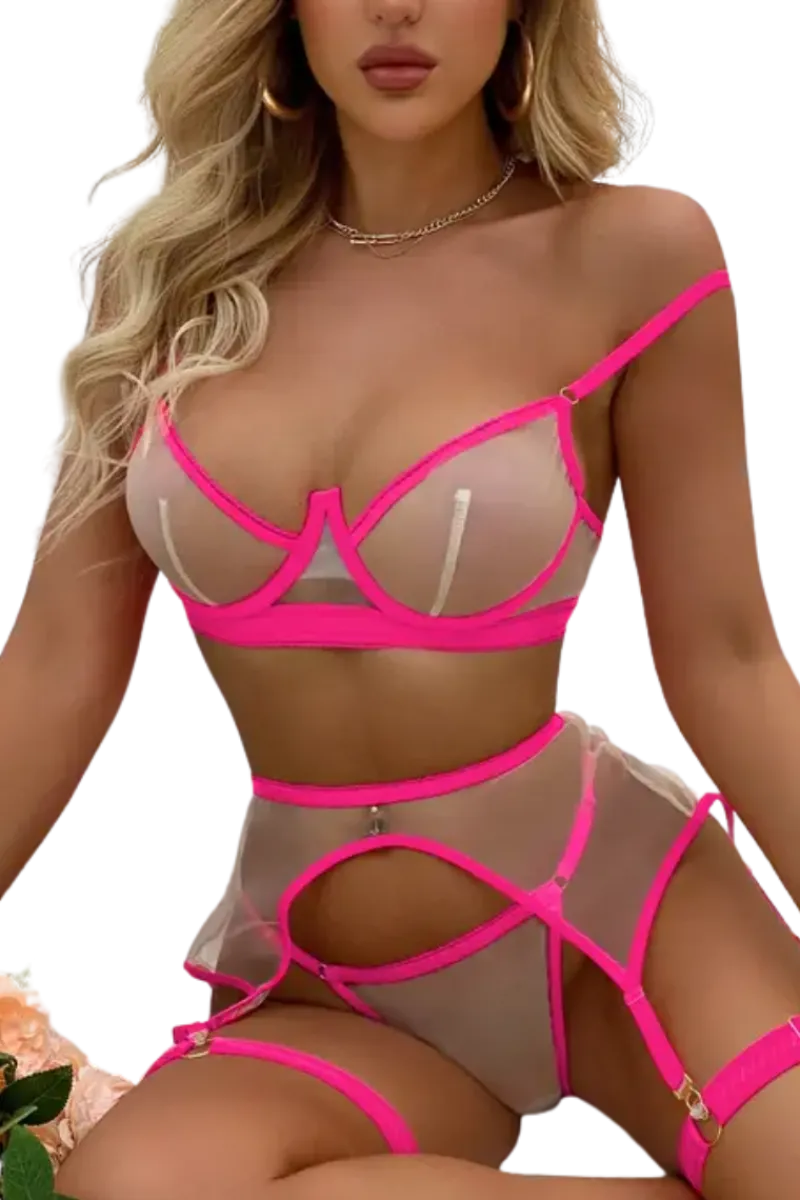 Liebeslust Reizwäsche Sets|Neon Dessous * 4tg. Deou et neonpink
