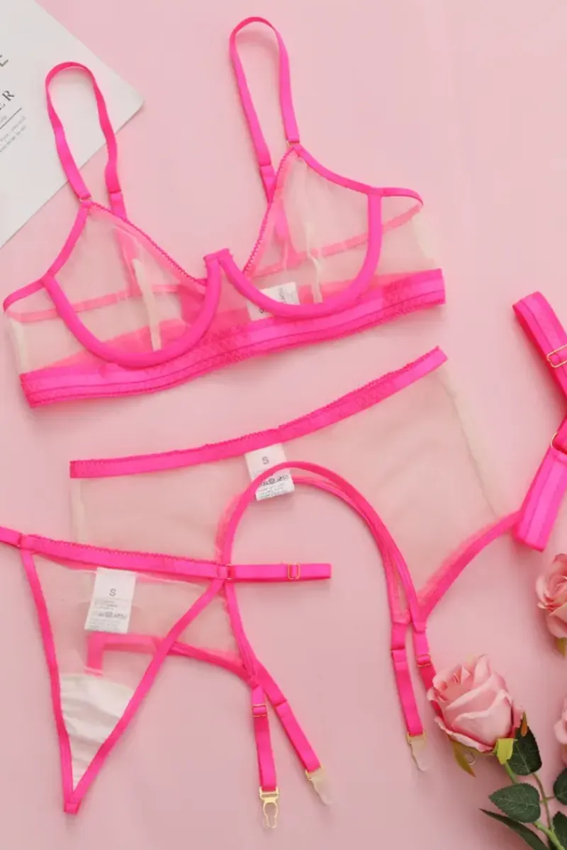 Liebeslust Reizwäsche Sets|Neon Dessous * 4tg. Deou et neonpink